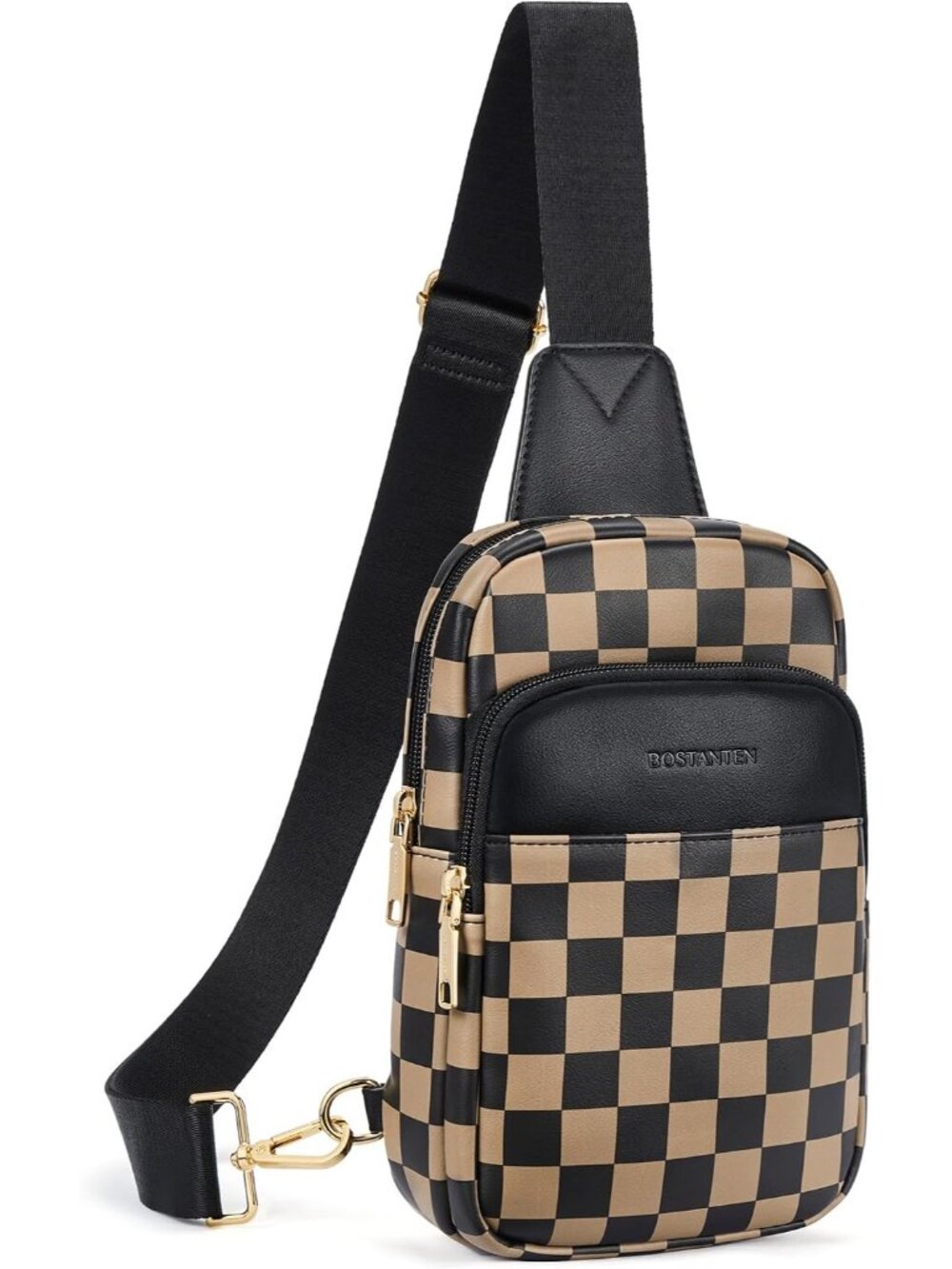 〽️Women's Check Coffee Leather Fanny Travel Purse Quilted Sling Crossbody Bags